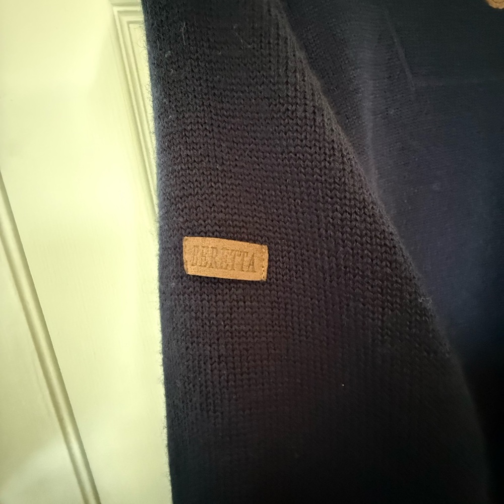 BERETTA Men’s Navy Wool JacketNWOT Sherpa LinenFull Zip Sweater Coat Large - Picture 14 of 17